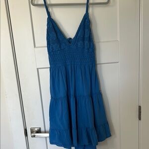Blue Sleeveless Spaghetti Strap Sundress